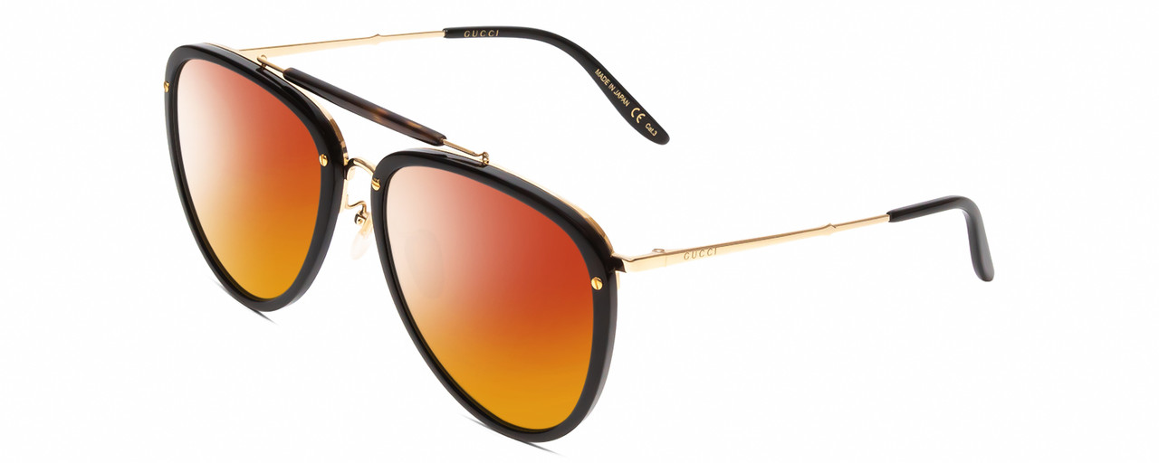 GUCCI GG0672S Unisex Pilot Polarized Sunglass Black Gold  display picture 1