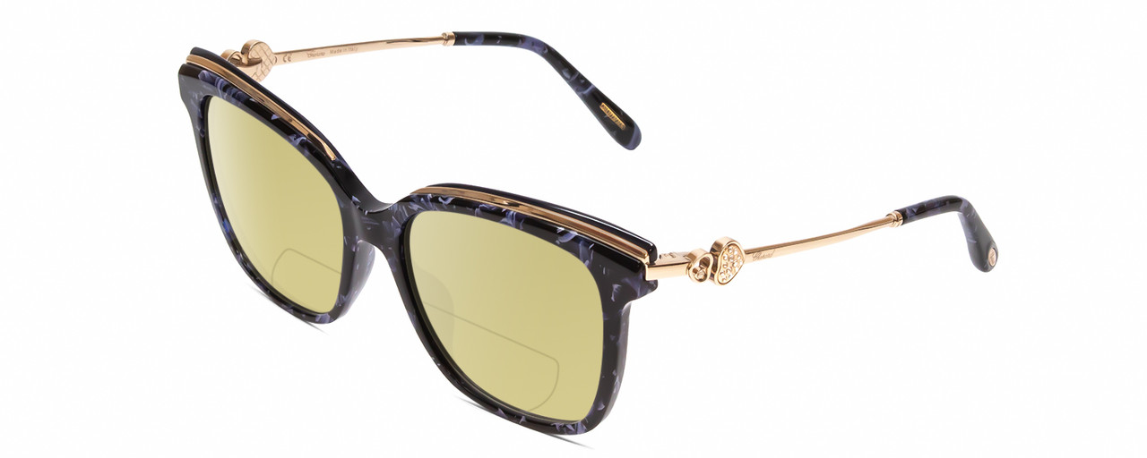 Chopard SCH262S Cateye Polarized BIFOCAL Sunglasses in Blue White/Rose Gold  57mm