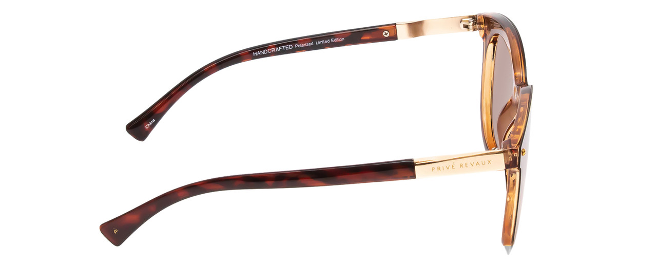 Side View of Prive Revaux Casablanca Cateye Sunglasses Brown Crystal Gold/Polarize Amber 51mm