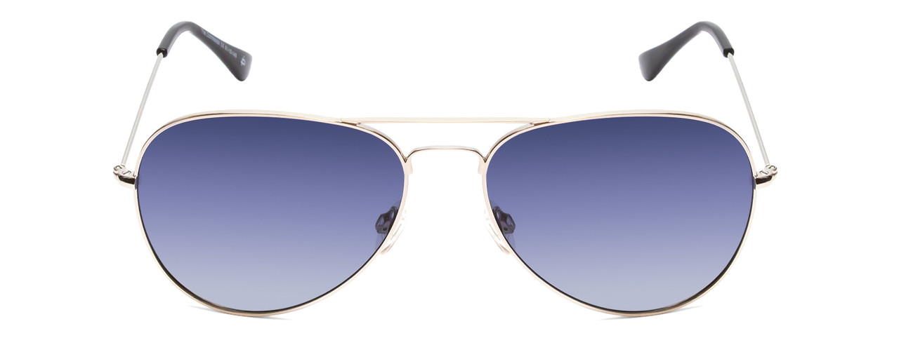 Front View of Prive Revaux Commando Pilot Sunglasses Silver/Black/Polarized Blue Mirror 60mm