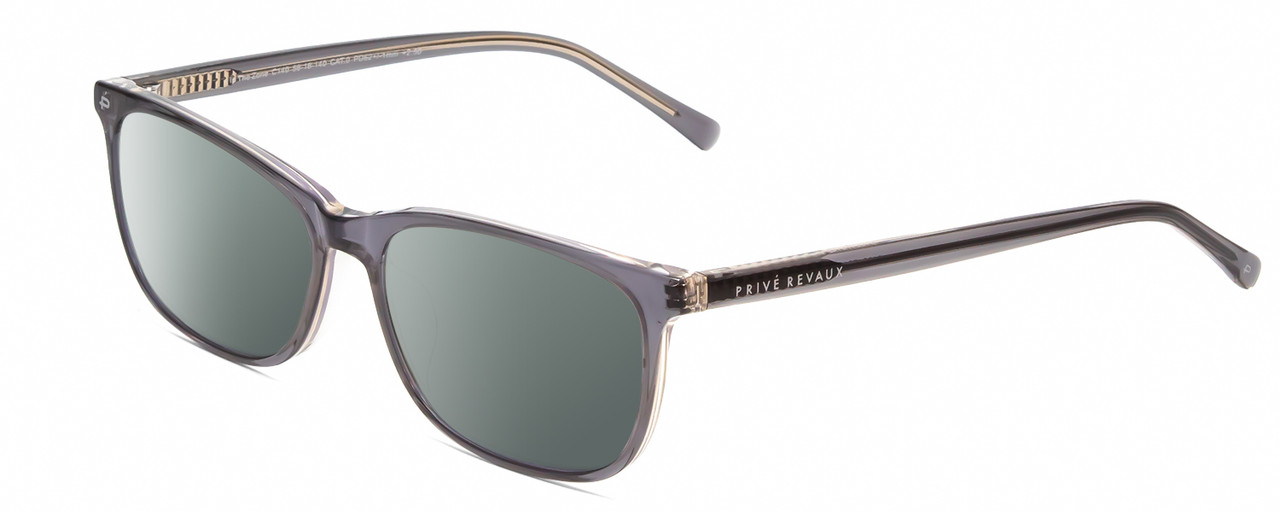 Profile View of Prive Revaux In The Zone Designer Polarized Sunglasses with Custom Cut Smoke Grey Lenses in Crystal Slate Grey Unisex Classic Full Rim Acetate 56 mm