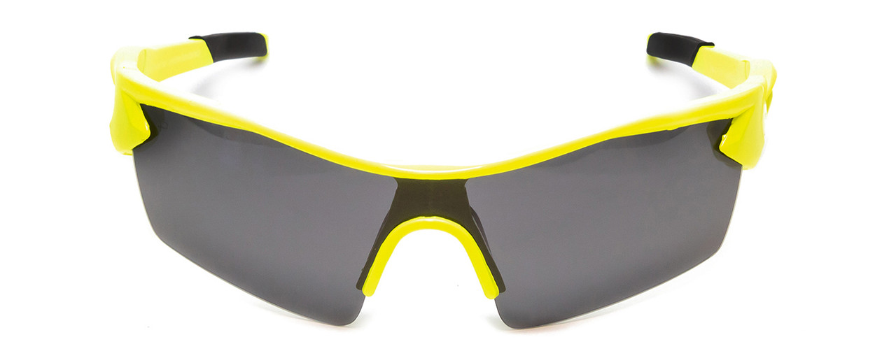 Front View of Prive Revaux Off Grid Men Wrap Sport Sunglasses Lime Green/Polarized Silver 64mm