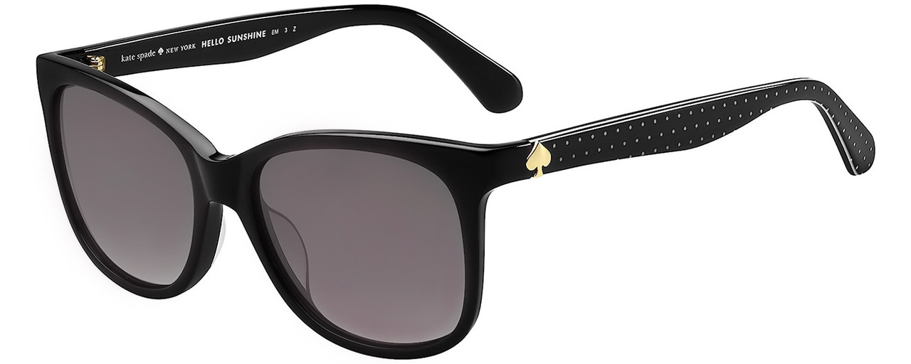 Profile View of KATE SPADE DANALYNS Cat Eye Sunglasses Black Gold White Dots/Polarized Grey 54mm