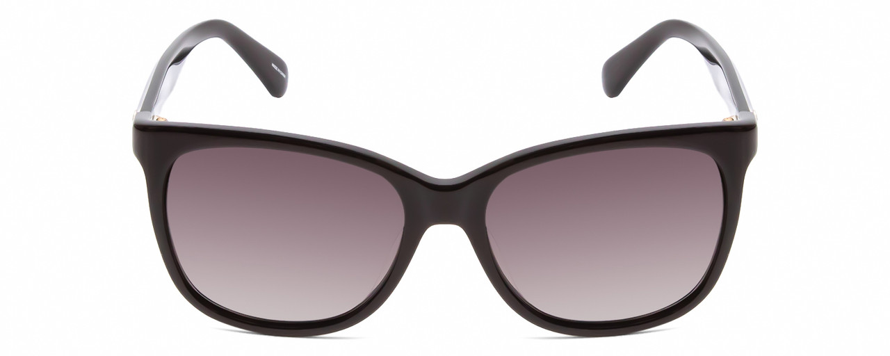 Front View of KATE SPADE DANALYNS Cat Eye Sunglasses Black Gold White Dots/Polarized Grey 54mm