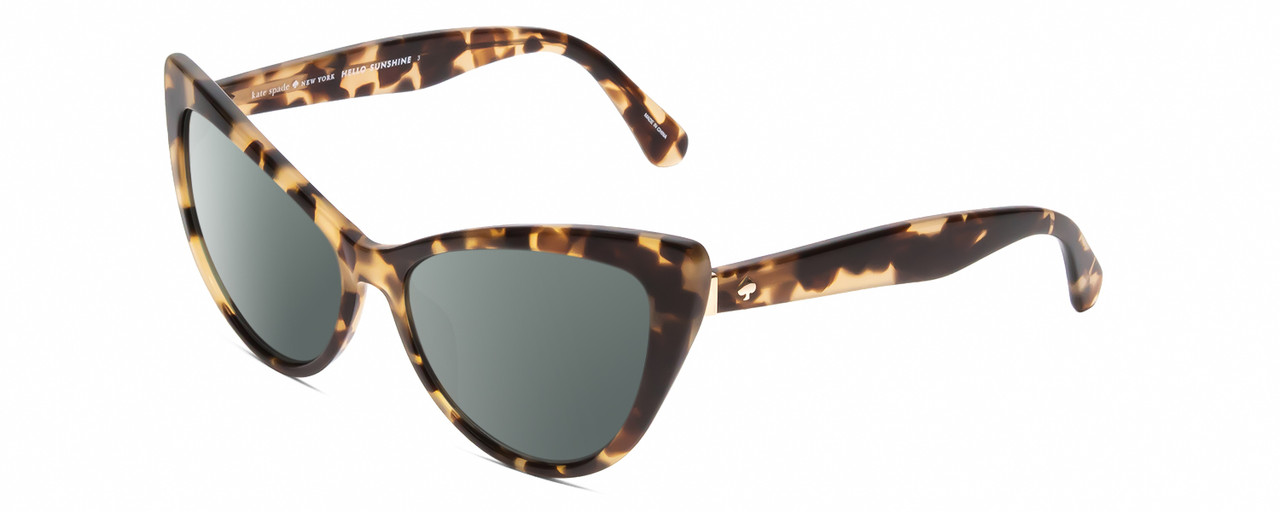 Profile View of Kate Spade KARINA Designer Polarized Sunglasses with Custom Cut Smoke Grey Lenses in Beige Tortoise Havana Crystal Ladies Cat Eye Full Rim Acetate 56 mm