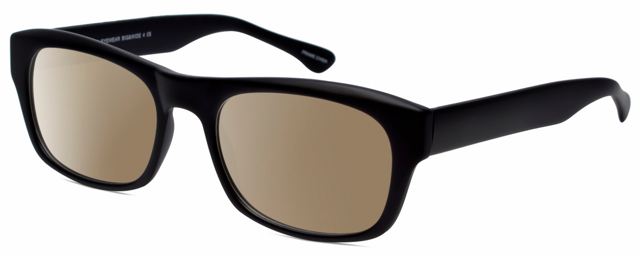 Profile View of Big & Wide 4 Designer Polarized Sunglasses with Custom Cut Amber Brown Lenses in Black Mens Square Full Rim Acetate 60 mm