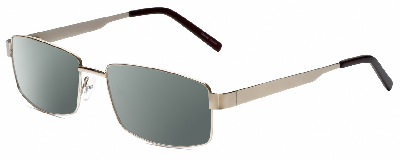 Profile View of Gotham Style 13 Designer Polarized Sunglasses with Custom Cut Smoke Grey Lenses in Gold Mens Rectangular Full Rim Metal 58 mm