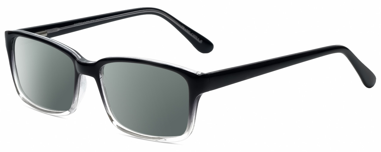 Profile View of Gotham Premium Flex 42 Designer Polarized Sunglasses with Custom Cut Smoke Grey Lenses in Black Crystal Fade Mens Square Full Rim Acetate 56 mm