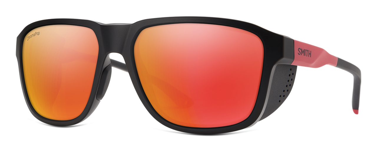 Profile View of Smith Embark Unisex Sunglasses TNF Black/PC ChromaPop Polarized Red Mirror 58 mm