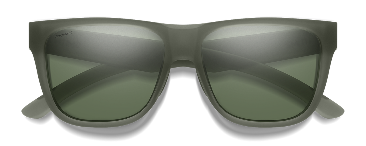 Front View of Smith Lowdown 2 Unisex Sunglasses Crystal/PC ChromaPop Polarized Gray Geen 55 mm