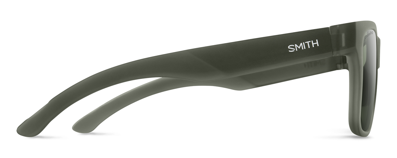 Side View of Smith Lowdown 2 Unisex Sunglasses Crystal/PC ChromaPop Polarized Gray Geen 55 mm
