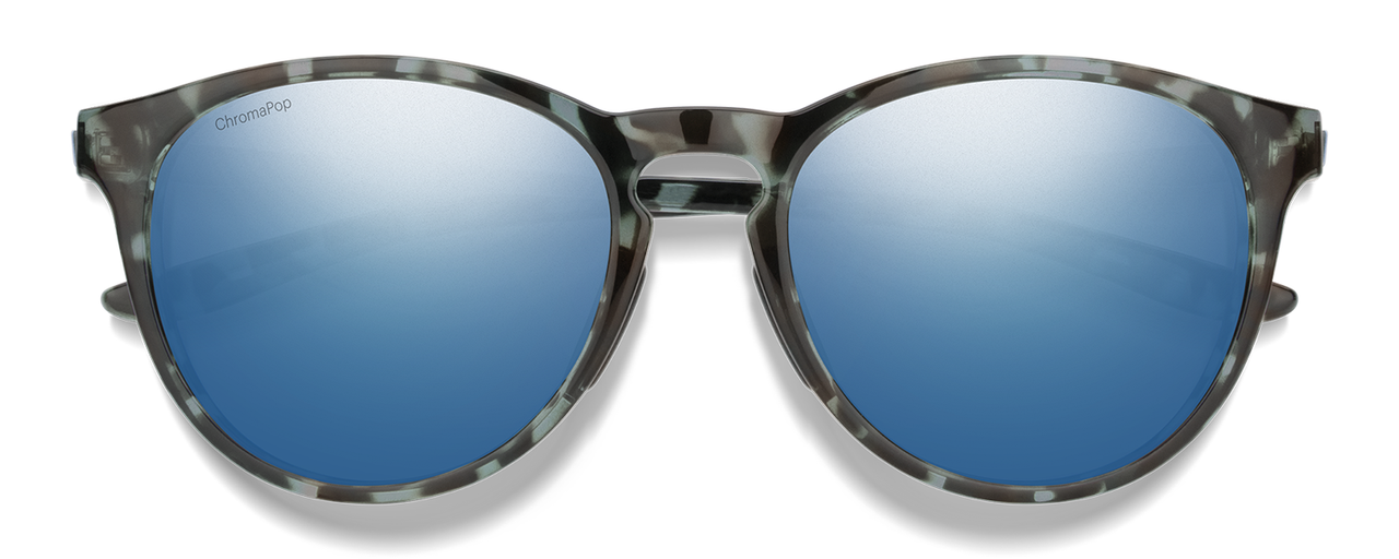 Front View of Smith Wander Unisex Sunglasses Tortoise/PC ChromaPop Polarized Blue Mirror 55 mm