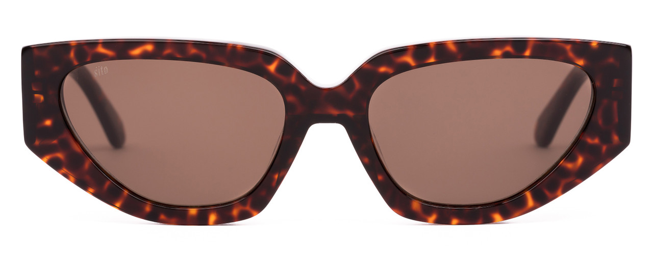 Front View of SITO SHADES AXIS Women's Square Designer Sunglasses in Brown Cheetah/Coffee 55mm