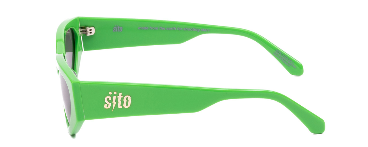 Side View of SITO SHADES AXIS Women's Designer Sunglasses in Neon Green Flash/Iron Gray 55 mm
