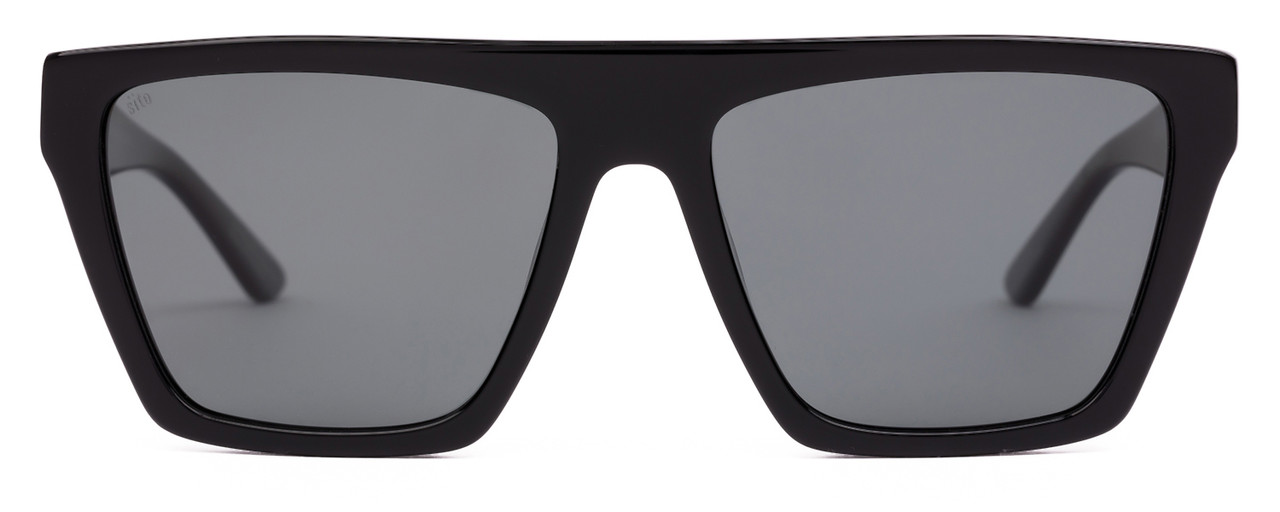 Front View of SITO SHADES BENDER Women's Rectangular Designer Sunglasses Black/Iron Gray 57 mm