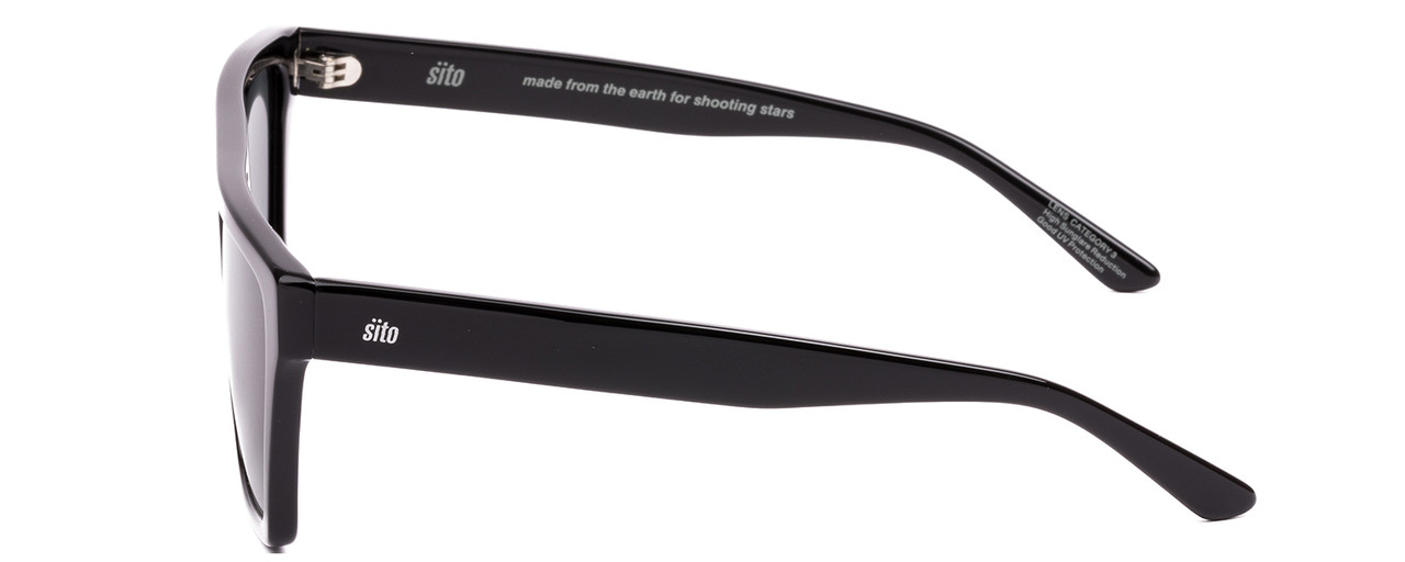 Side View of SITO SHADES BENDER Women's Rectangular Designer Sunglasses Black/Iron Gray 57 mm