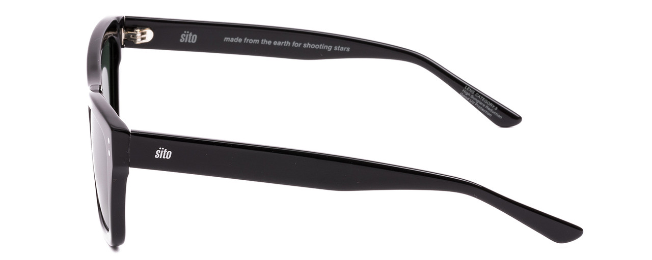 Side View of SITO SHADES BREAK OF DAWN Unisex Square Designer Sunglasses in Black/Slate 54 mm