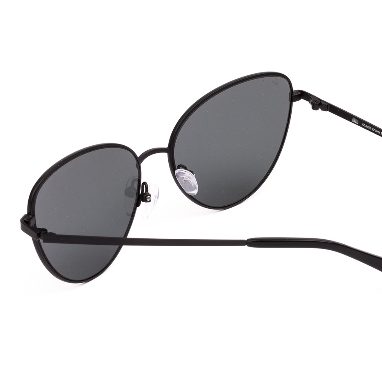 Close Up View of SITO SHADES CANDI Womens Pilot Designer Sunglasses Matte Black/Iron Gray 59 mm