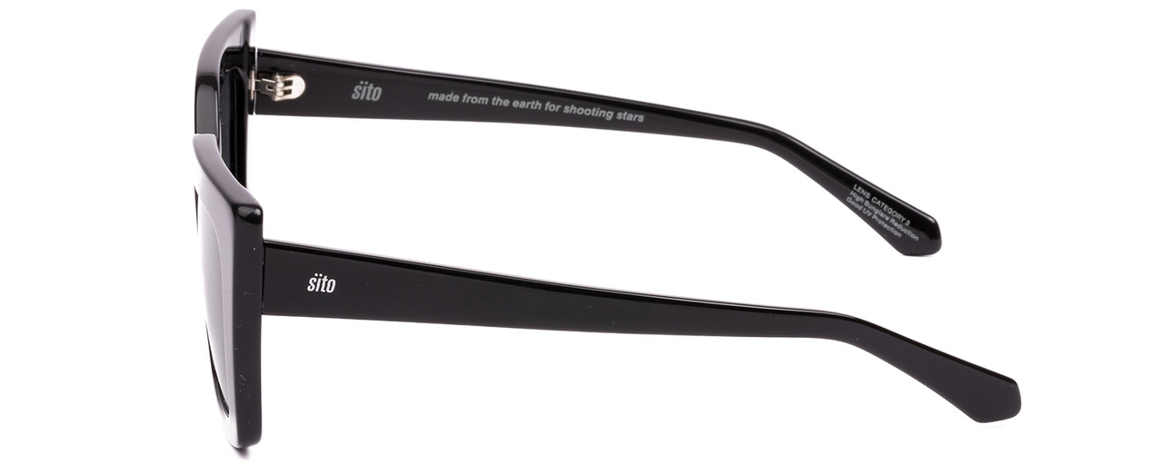 Side View of SITO SHADES CULT VISION Women's Cat Eye Designer Sunglasses Black/Iron Gray 51mm