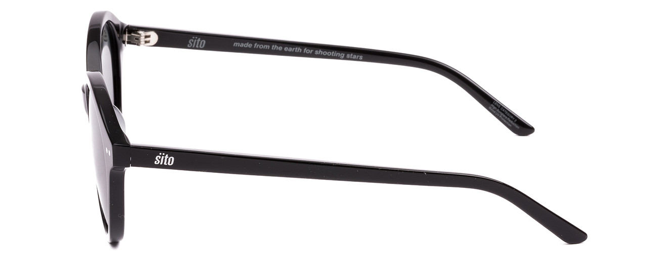 Side View of SITO SHADES DIXON Unisex Round Full Rim Designer Sunglasses Black/Iron Gray 52mm