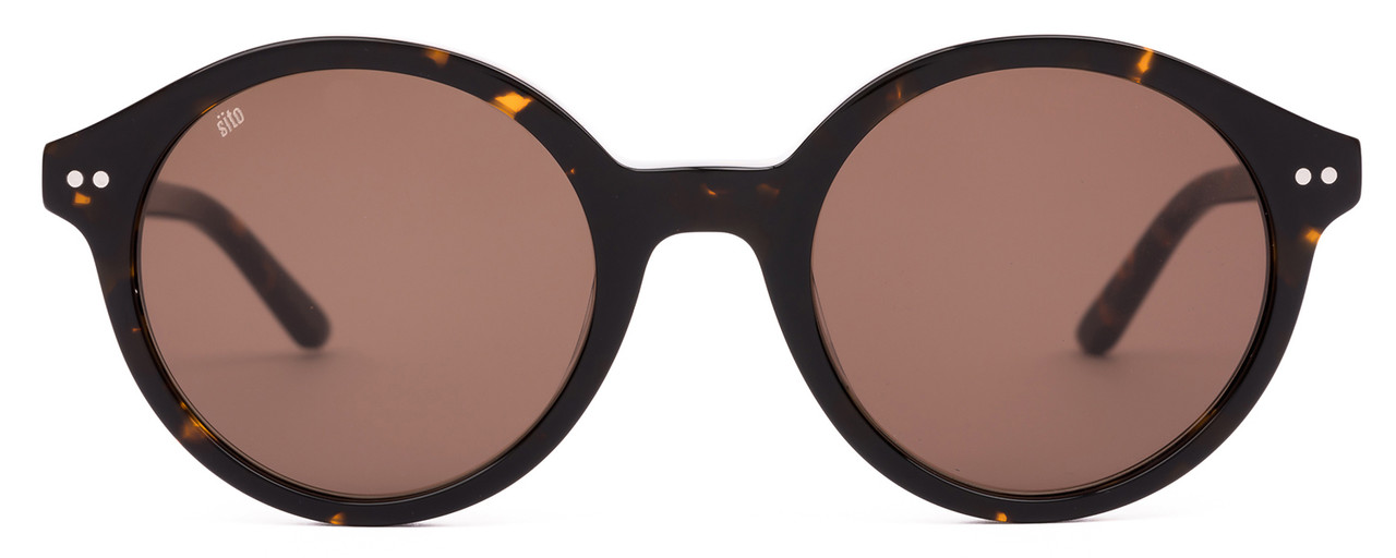 Front View of SITO SHADES DIXON Unisex Round Designer Sunglasses in Tortoise Havana/Brown 52mm