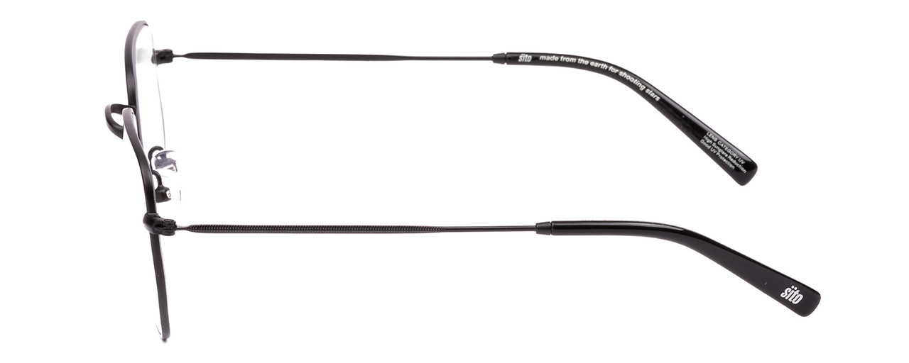 Side View of SITO SHADES ETERNAL Womens Square Designer Sunglasses Matte Black/Iron Gray 52mm