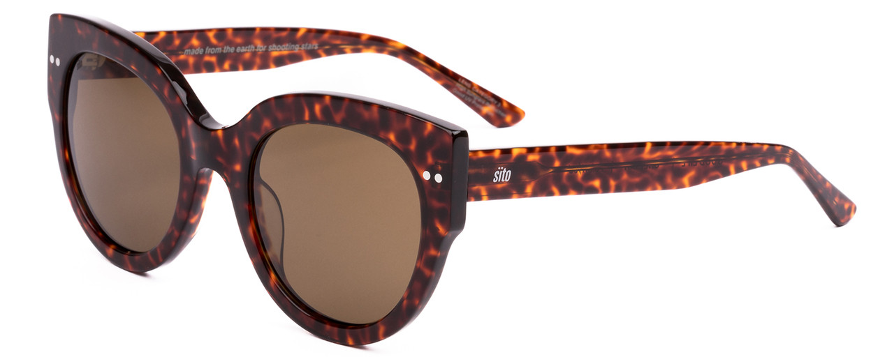 Profile View of SITO SHADES GOOD LIFE Women's Round Designer Sunglasses Amber Cheetah/Brown 54mm