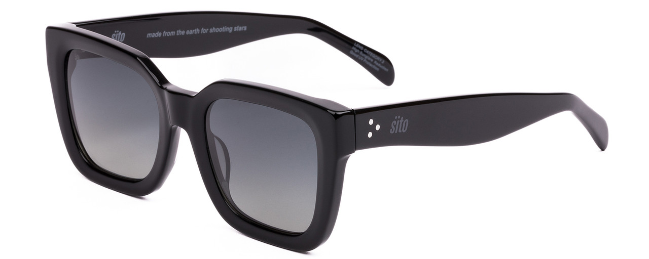 Profile View of SITO SHADES HARLOW Womens Square Full Rim Designer Sunglasses in Black/Gray 52mm
