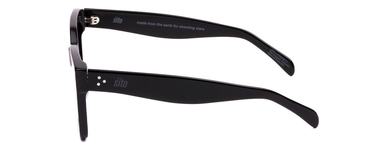 Side View of SITO SHADES HARLOW Womens Square Full Rim Designer Sunglasses in Black/Gray 52mm