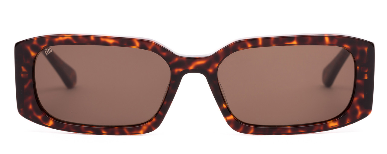 Front View of SITO SHADES INNER VISION Unsiex's Designer Sunglasses in Amber Cheetah/Brown 56mm