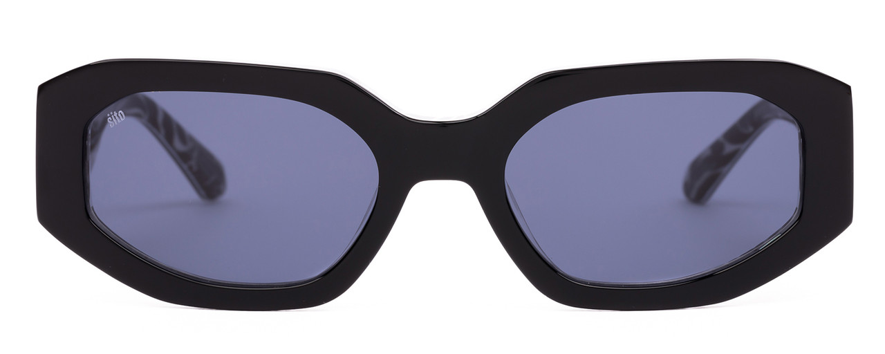 Front View of SITO SHADES JUICY Women Sunglasses Black White Zebra Print Safari/Iron Gray 53mm