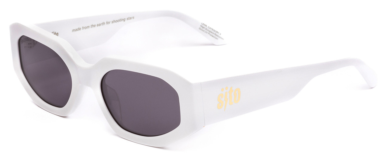Profile View of SITO SHADES JUICY Women's Square Full Rim Designer Sunglasses in White/Gray 53mm