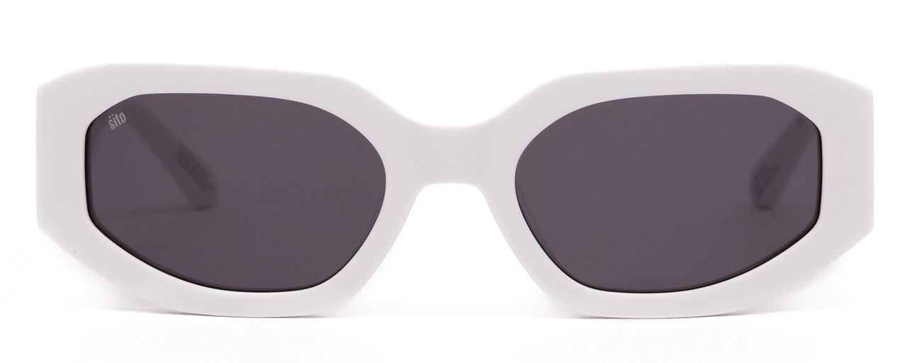 Front View of SITO SHADES JUICY Women's Square Full Rim Designer Sunglasses in White/Gray 53mm