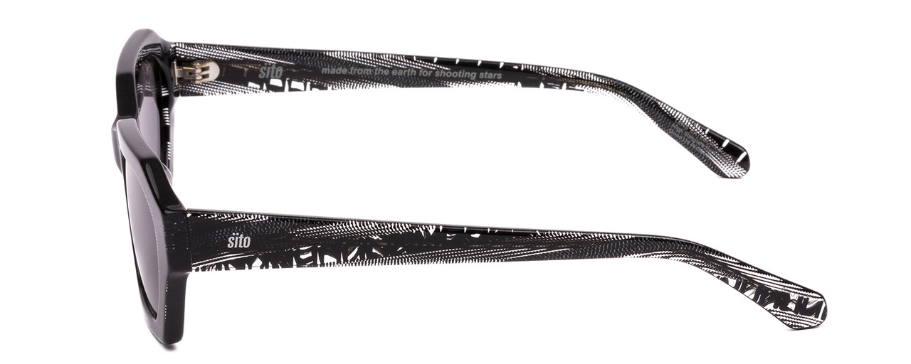 Side View of SITO SHADES KINETIC Unisex Designer Sunglasses Matrix Black White/Iron Gray 54mm