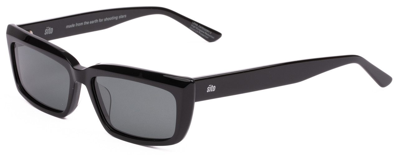 Profile View of SITO SHADES NIGHT IN MOTION Unisex Square Designer Sunglass Black/Iron Gray 57mm