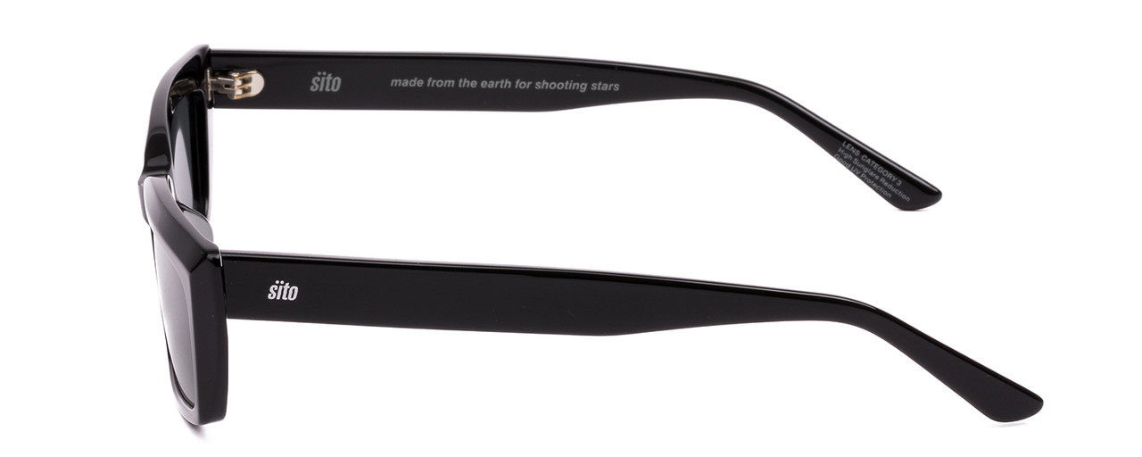 Side View of SITO SHADES NIGHT IN MOTION Unisex Square Designer Sunglass Black/Iron Gray 57mm