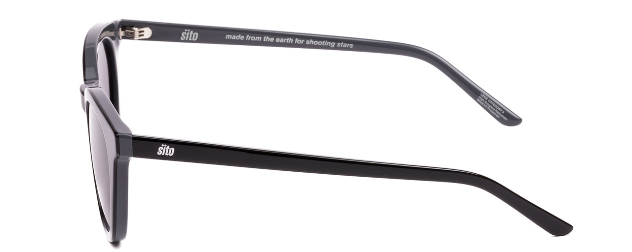 Side View of SITO SHADES NOW OR NEVER Womens Designer Sunglasses in Black Gray/Iron Gray 50mm