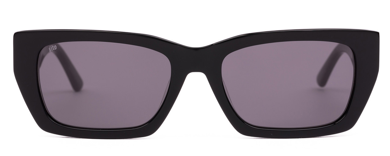 Front View of SITO SHADES OUTER LIMITS Unisex Designer Sunglasses in Black Gray/Iron Gray 54mm
