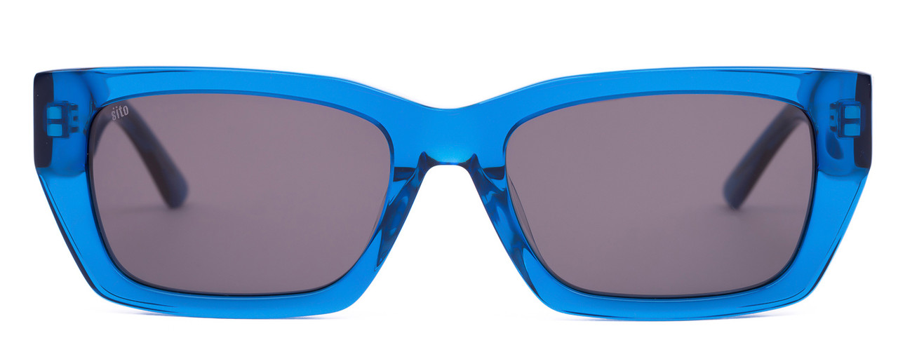 Front View of SITO SHADES OUTER LIMITS Unisex Sunglasses Electric Blue Crystal/Iron Gray 54 mm
