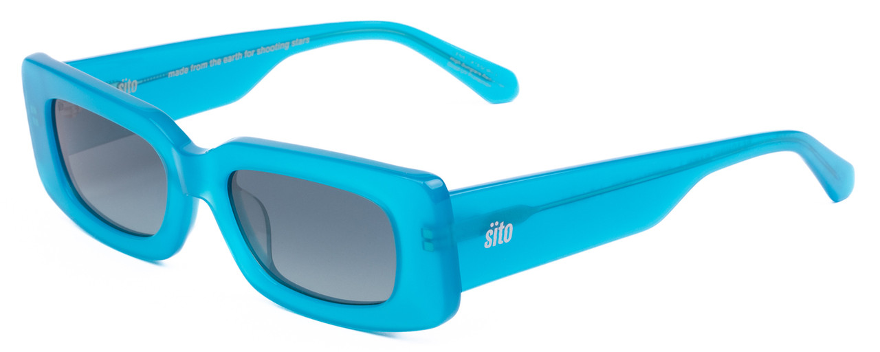 Profile View of SITO SHADES REACHING DAWN Womens Sunglasses in Caribbean Blue/Aqua Gradient 51mm