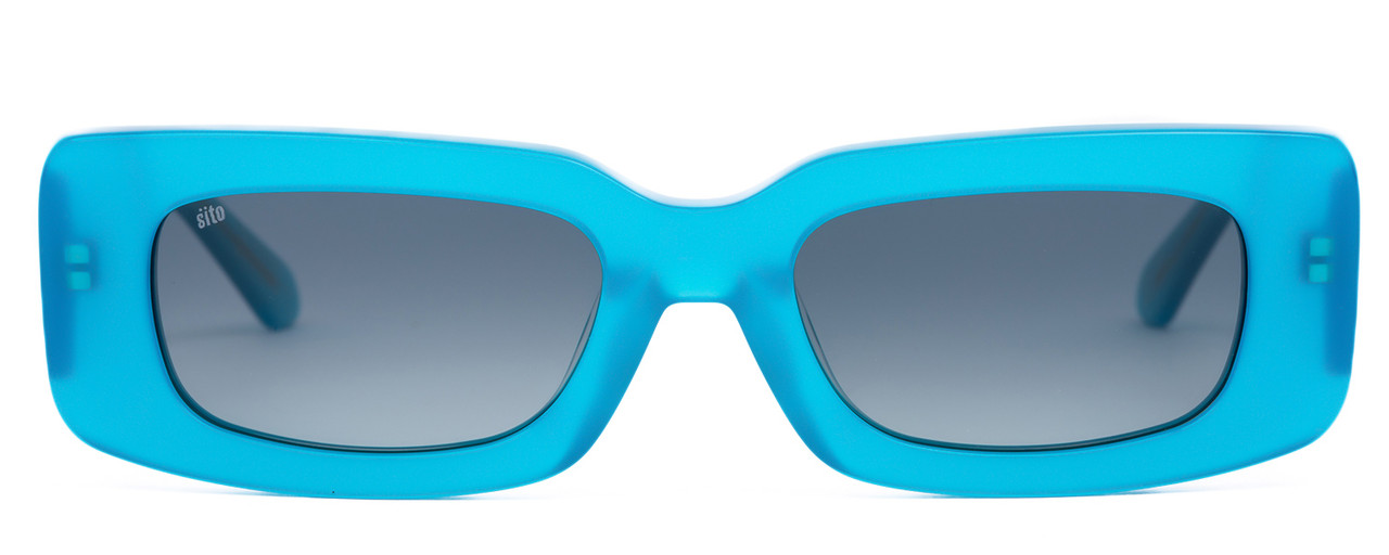 Front View of SITO SHADES REACHING DAWN Womens Sunglasses in Caribbean Blue/Aqua Gradient 51mm