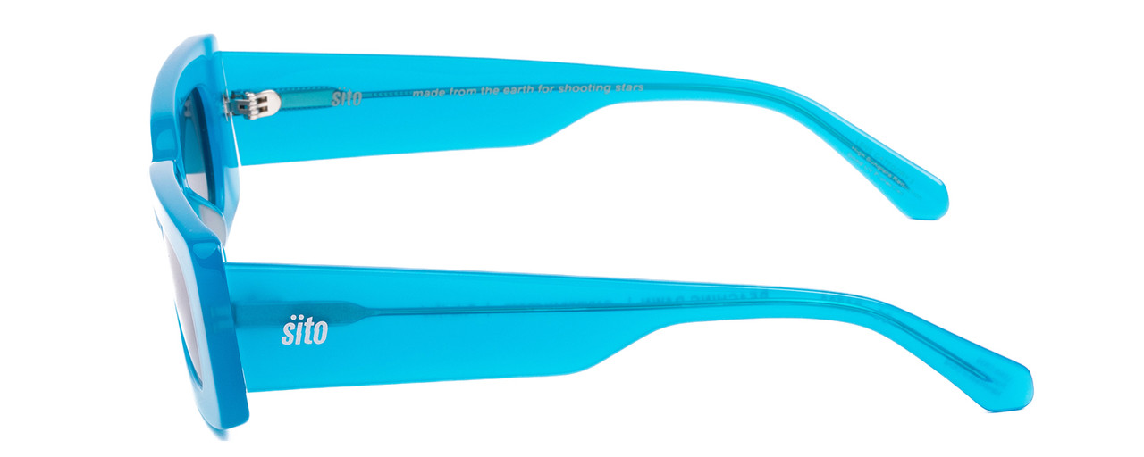 Side View of SITO SHADES REACHING DAWN Womens Sunglasses in Caribbean Blue/Aqua Gradient 51mm