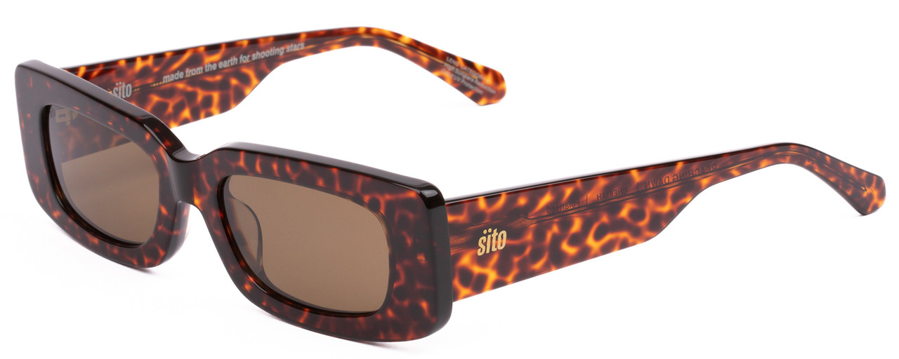 Profile View of SITO SHADES REACHING DAWN Womens Designer Sunglasses in Amber Cheetah/Brown 51mm