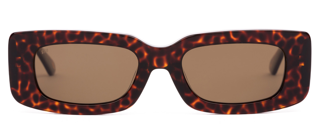 Front View of SITO SHADES REACHING DAWN Womens Designer Sunglasses in Amber Cheetah/Brown 51mm