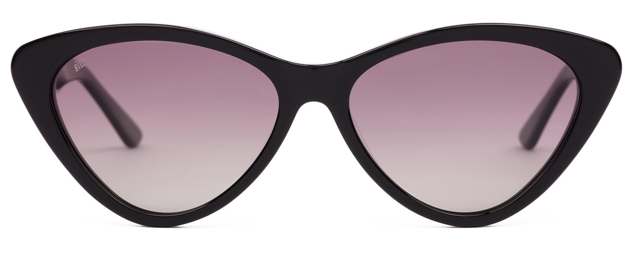 Front View of SITO SHADES SEDUCTION Cat Eye Designer Sunglasses in Black/Quartz Gradient 57 mm