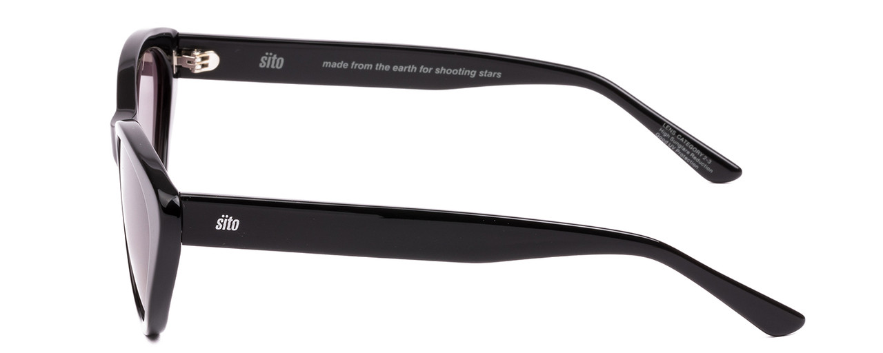 Side View of SITO SHADES SEDUCTION Cat Eye Designer Sunglasses in Black/Quartz Gradient 57 mm