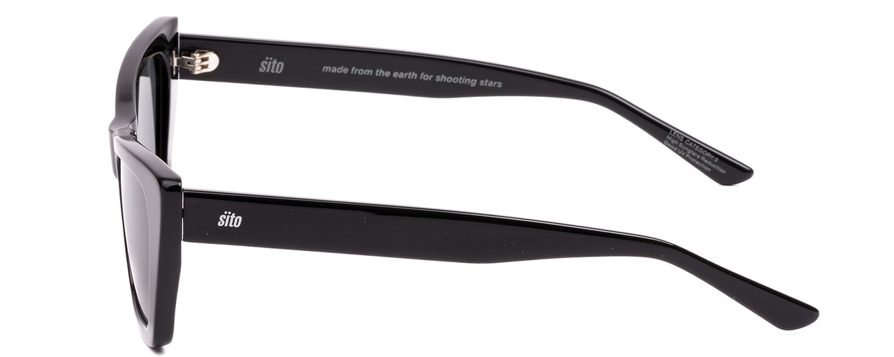 Side View of SITO SHADES WONDERLAND Women's Cat Eye Designer Sunglasses Black/Iron Gray 54 mm