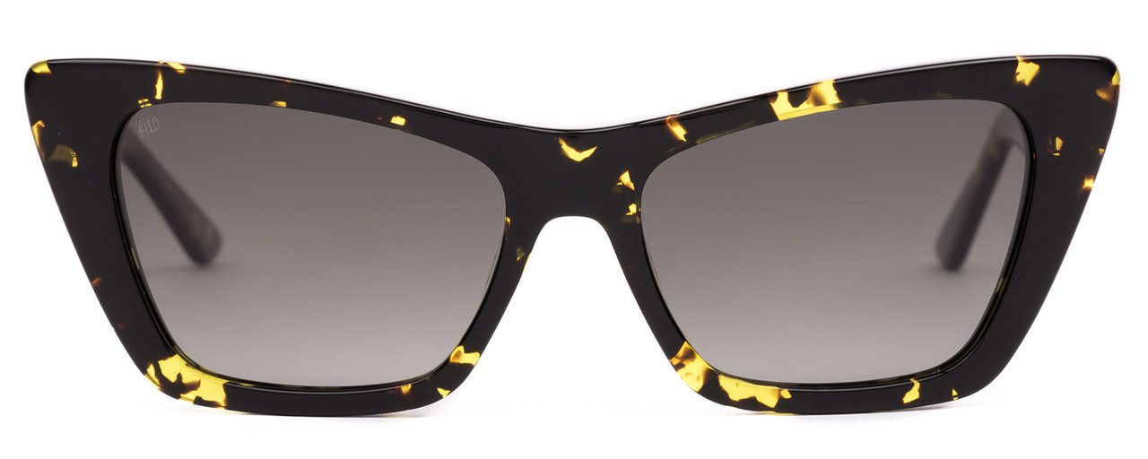 Front View of SITO SHADES WONDERLAND Cat Eye Sunglasses in Black Yellow/Horizon Gradient 54 mm
