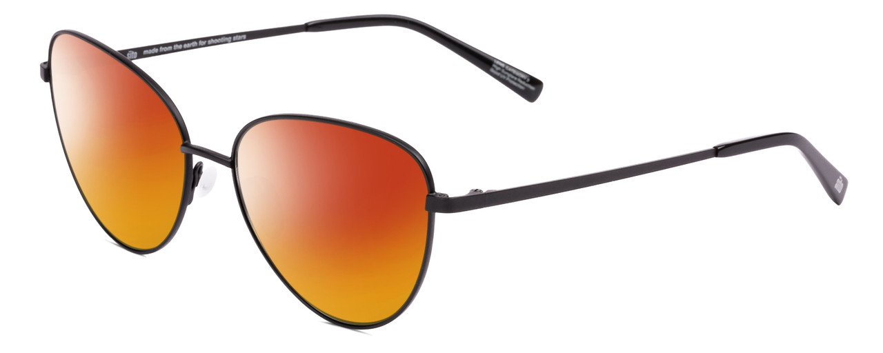 Profile View of SITO SHADES CANDI Designer Polarized Sunglasses with Custom Cut Red Mirror Lenses in Matte Black Unisex Pilot Full Rim Metal 59 mm