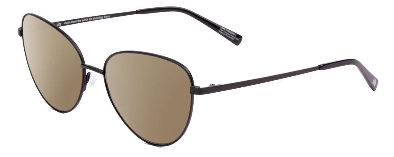 Profile View of SITO SHADES CANDI Designer Polarized Sunglasses with Custom Cut Amber Brown Lenses in Matte Black Unisex Pilot Full Rim Metal 59 mm